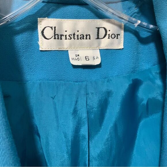 Christian Dior Skirt Suit 2 Piece Blue Wool Women’s Sz 6 USA - Picture 7 of 10